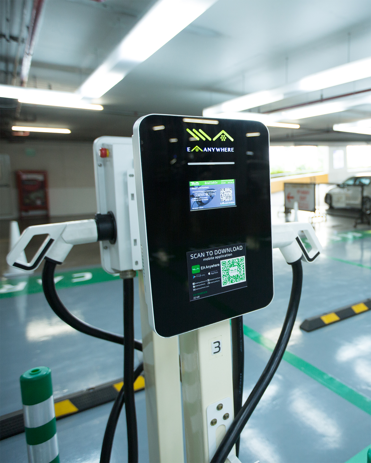 สถานีชาร์จรถยนต์ไฟฟ้า EA Anywhere ในห้างสรรพสินค้าและจุดพักรถ