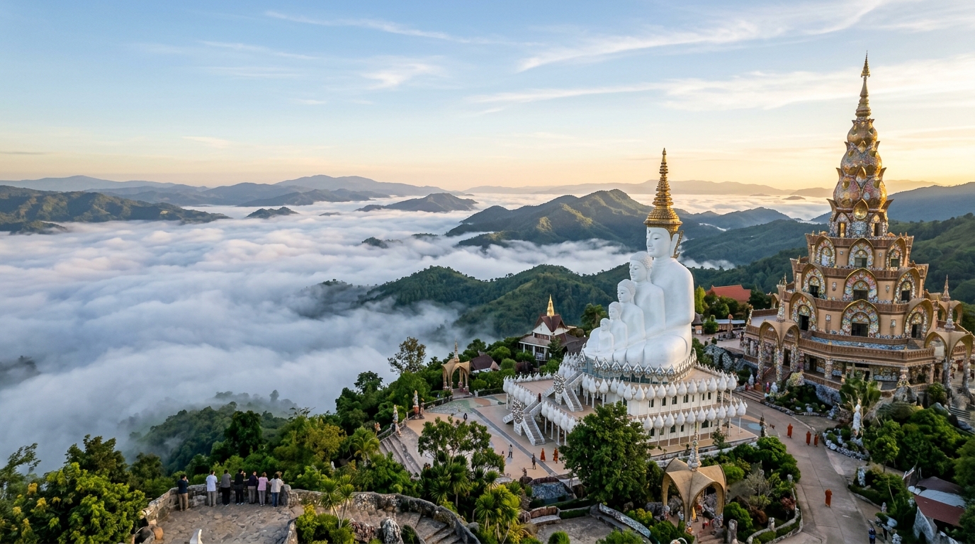 วัดพระธาตุผาซ่อนแก้ว เขาค้อ เพชรบูรณ์ ท่ามกลางทะเลหมอกหน้าหนาว